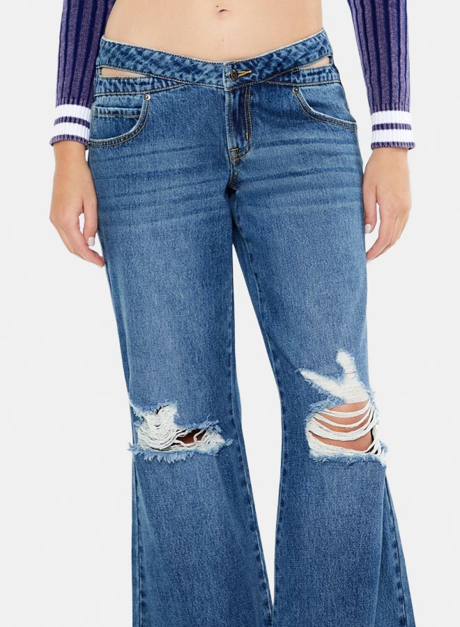 FOREVER 21 Cutout Low-Rise Baggy Jeans - Image 4