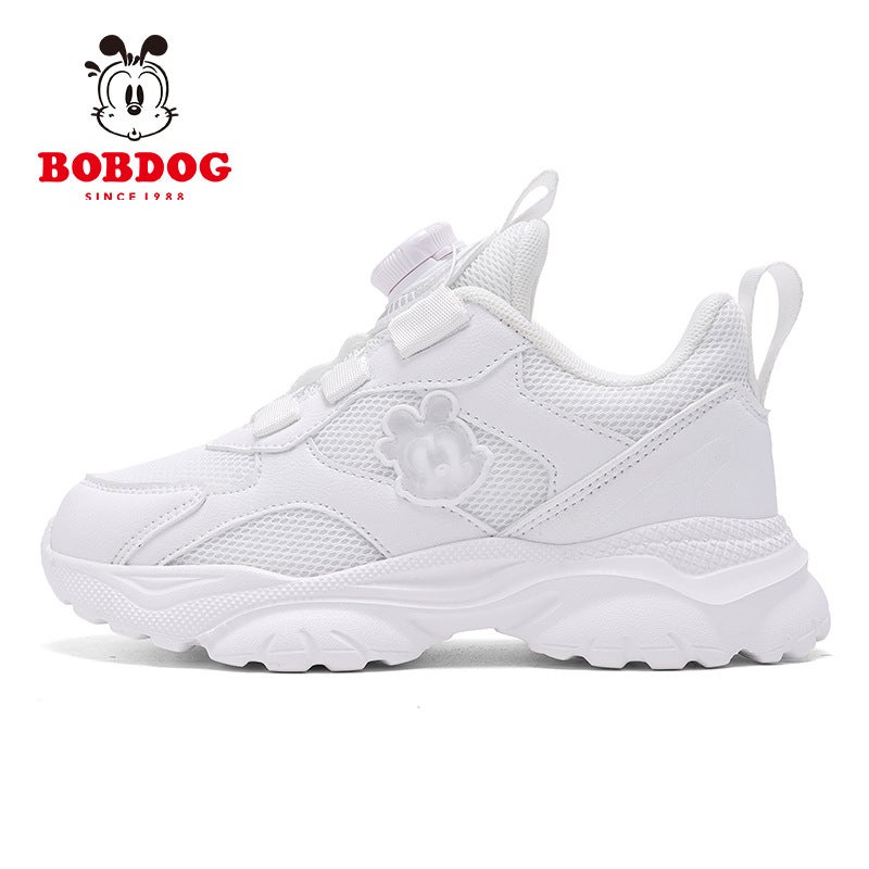 Babu Bean Children'S Shoes Large Children'S Mesh Breathable Rotating Buckle Solid Color Small Black Shoes Boys And Girls School Sports Small White Shoes - Image 5