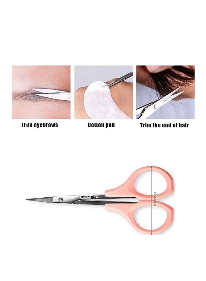 YJ Eyebrow Trimming Scissors with Cap, Stainless Steel Curved Edge Scissors, Multifunction Scissors for Facial Nose Hair Beard Grooming(Pink)1PC - Image 3