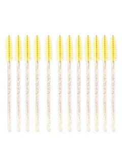 Generic Disposable silicone lash wands – spoolie brushes for eyebrows and eyelash extensions, separator comb and microblading tool - pack of 12 pcs. (yellow)  - Image 1