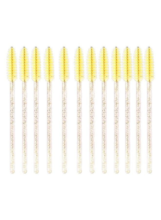 Generic Disposable silicone lash wands – spoolie brushes for eyebrows and eyelash extensions, separator comb and microblading tool - pack of 12 pcs. (yellow)  - Image 1