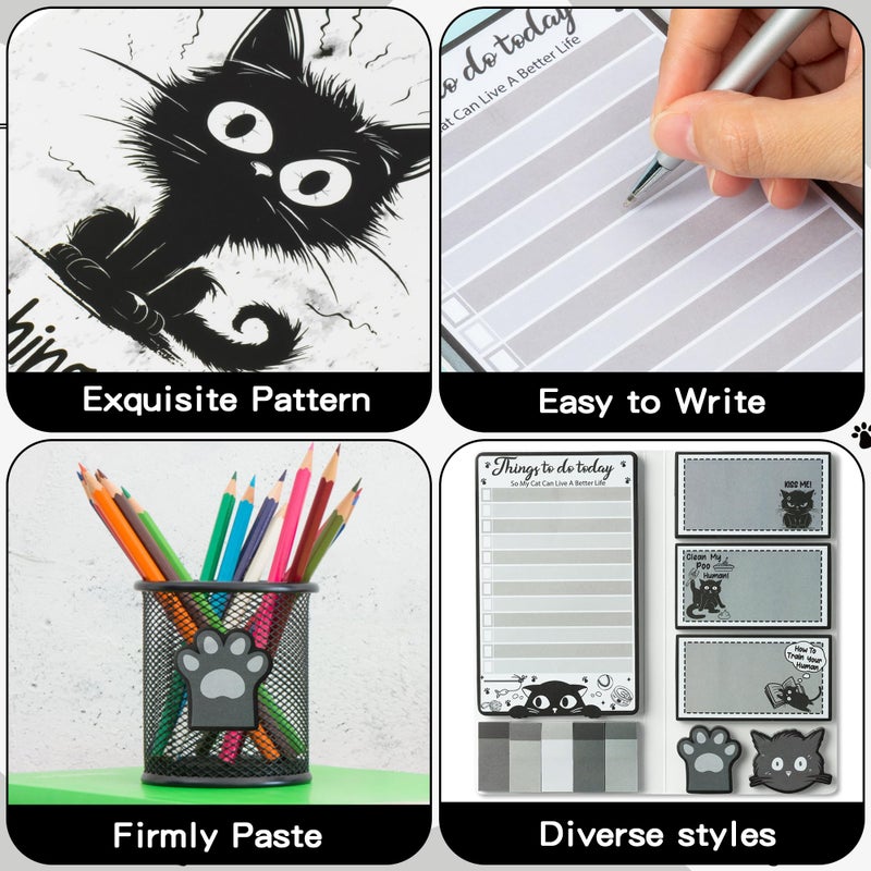 B1ykin Cute Sticky Notes Set - Itâ€™s Fine Iâ€™m Fine Everything is Fine Self-Stick Notes Pad, 550 Sheets Writing Memo Pages Sticky Notepad for Teacher Appreciation Gift School Office (Funny Black Cat) - Image 3
