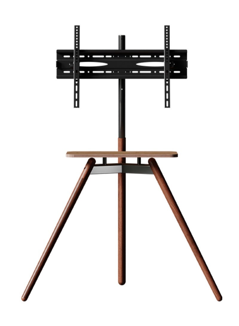 فلاشهوك حامل تلفزيون ثلاثي القوائم أرضي لتلفزيون بشاشة مقاس 32-75 بوصة، ارتفاع قابل للتعديل، إمالة قابلة للتعديل 15 درجة، حامل تلفزيون مع صينية خشبية لإدارة الكابلات، VESA 600*400 مم، يتحمل وزن 45 كجم - أسود - Image 1