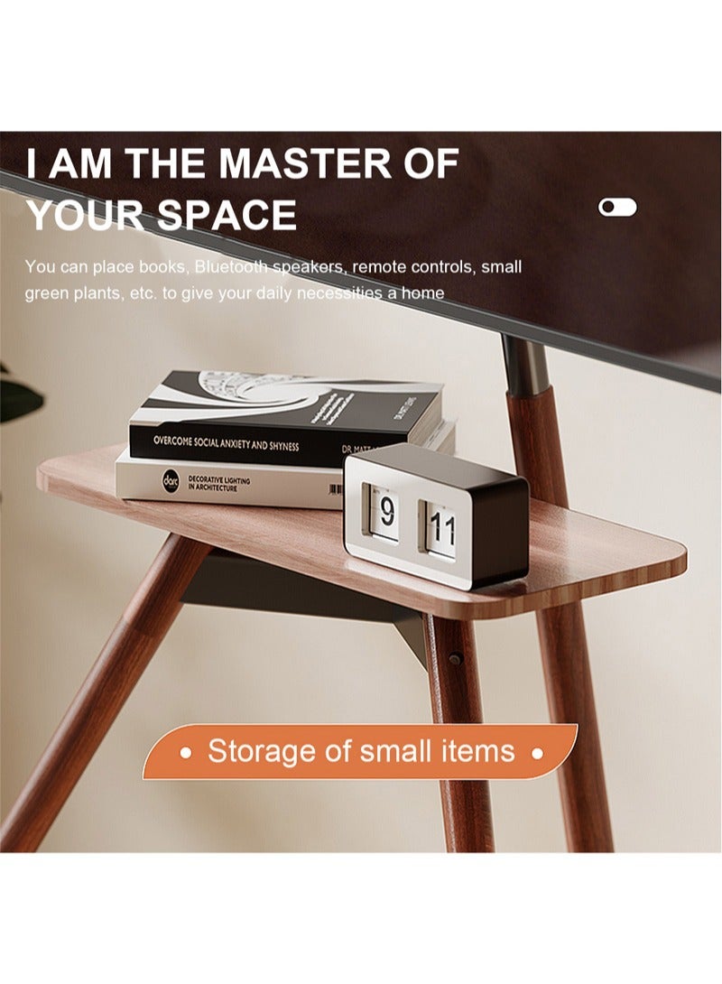 فلاشهوك حامل تلفزيون ثلاثي القوائم أرضي لتلفزيون بشاشة مقاس 32-75 بوصة، ارتفاع قابل للتعديل، إمالة قابلة للتعديل 15 درجة، حامل تلفزيون مع صينية خشبية لإدارة الكابلات، VESA 600*400 مم، يتحمل وزن 45 كجم - أسود - Image 5