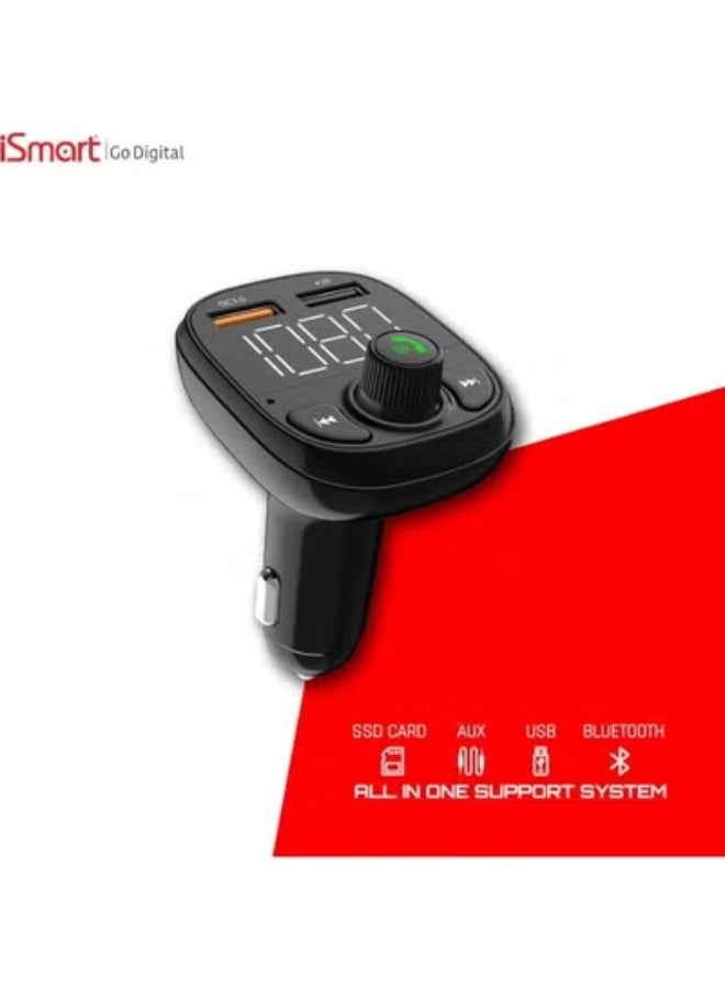 iSmart FM70 Wireless Car FM Modulator – Bluetooth Car Adapter with 3.4A Quick Charger, Hands-Free Calling, Large Display, USB/TF Card/AUX Support, Music Playback & Multifunction Travel Charger - Image 5