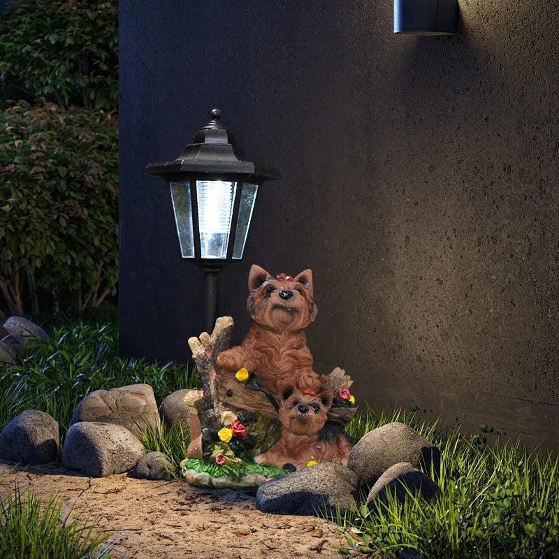 Garden Dog Solar Outdoor Light Animal Statue for Villa Balcony Garden Sculpture Ambient Lamp - Image 1