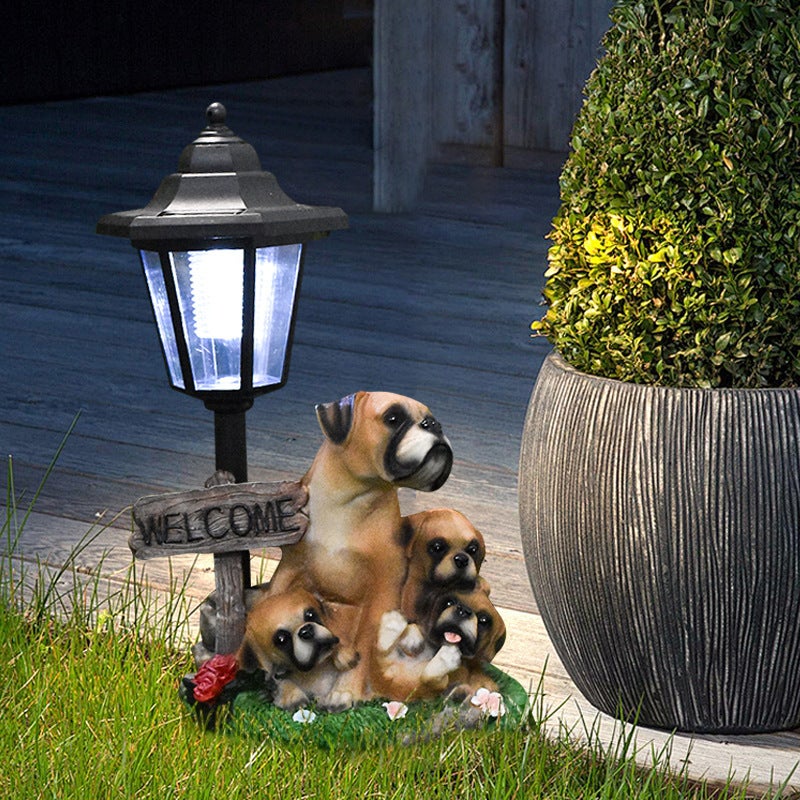 Garden Dog Solar Outdoor Light Animal Statue for Villa Balcony Garden Sculpture Ambient Lamp - Image 5