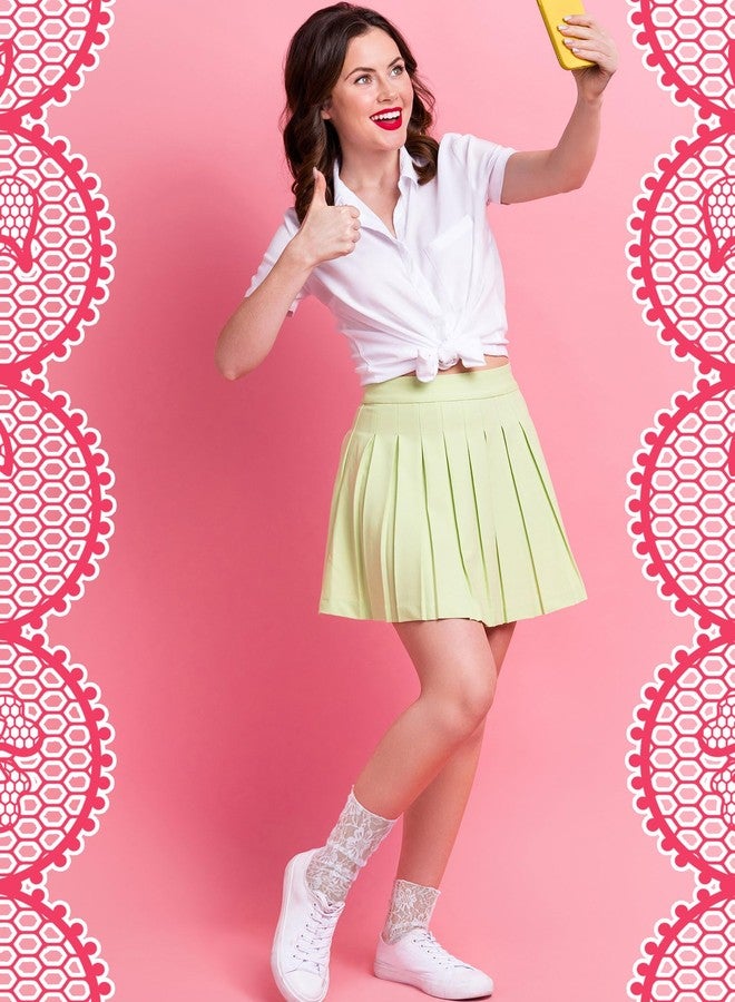 جيوجا جوارب نسائية من الدانتيل من جيوجا، 4 أزواج، جوارب دانتيل فضفاضة شفافة من الشبك تصل إلى الكاحل (أبيض، مقاسات 5-9) - Image 4