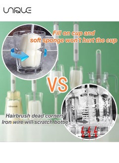 Unique 2 Piece Sponge Bottle Cleaner Brush, Detachable Handle Portable Sponge Cleaning Brush, for Cups Glasses Water Bottles Baby Bottles and Vacuum Flasks, Grey  - Image 5