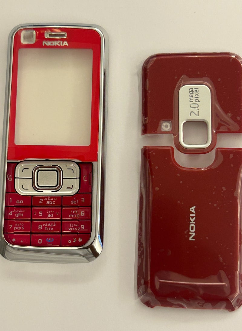 Replacement Housing Cover Case for Nokia 6120 Classic Red Front Back Cover with Keypad