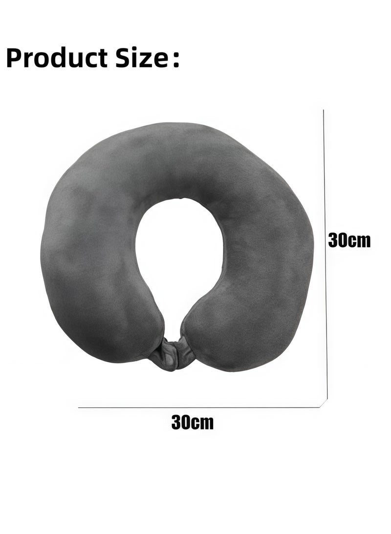 XiuWoo Travel Pillow,U-shaped neck pillow,100% Memory Foam Pillow, Soft Airplane Travel Pillow with 360° Head Support, Lightweight Quick Pack for Airplane Train Car Bus,for Sleeping and Neck Support (Grey) - Image 2
