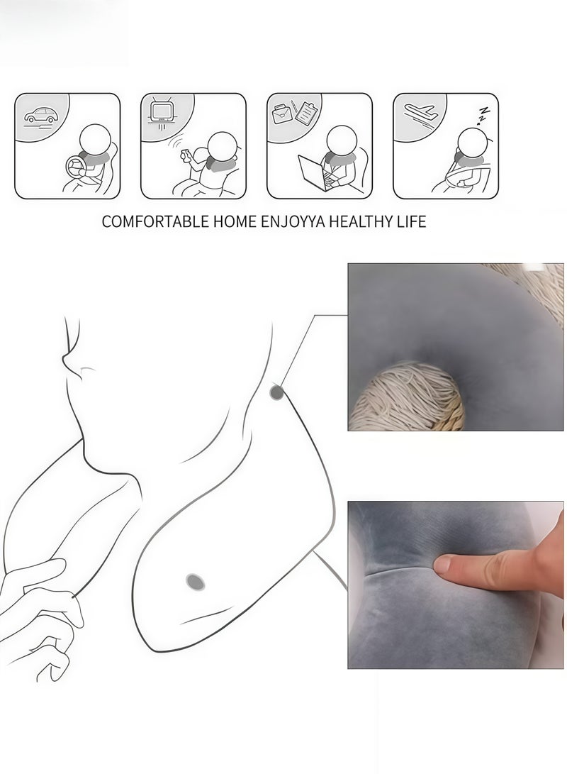 XiuWoo Travel Pillow,U-shaped neck pillow,100% Memory Foam Pillow, Soft Airplane Travel Pillow with 360° Head Support, Lightweight Quick Pack for Airplane Train Car Bus,for Sleeping and Neck Support (Grey) - Image 3