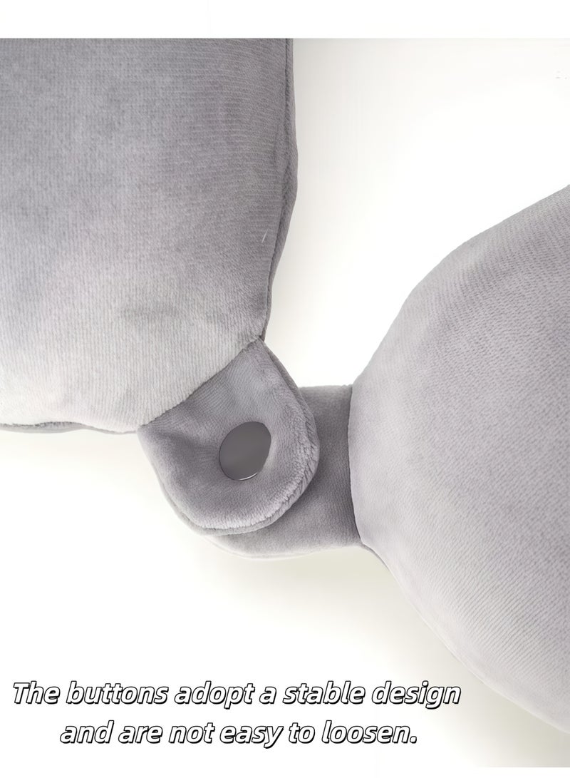 XiuWoo Travel Pillow,U-shaped neck pillow,100% Memory Foam Pillow, Soft Airplane Travel Pillow with 360° Head Support, Lightweight Quick Pack for Airplane Train Car Bus,for Sleeping and Neck Support (Grey) - Image 4