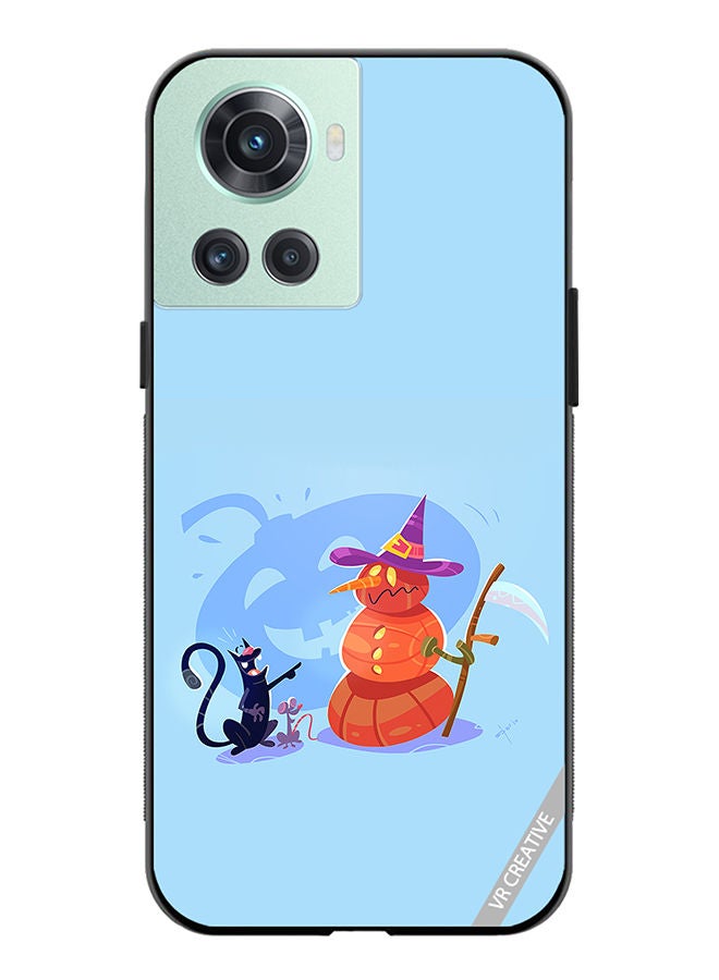 VR CREATIVE Protective Case Cover For OnePlus 10R Halloween Cat Design Multicolour - Image 1