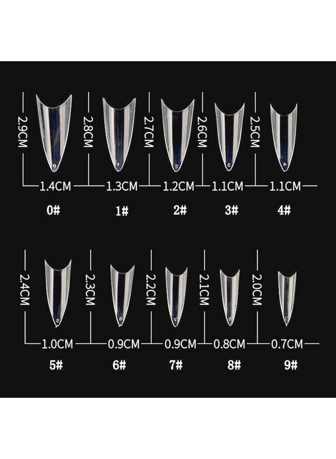 Beuniar Stiletto Nail Tips 500Pcs Short Sharp Ending False Acrylic Nails Tip Half Cover 10 Sizes With Box For Nail Salons Home Diy (Clear) - Image 3