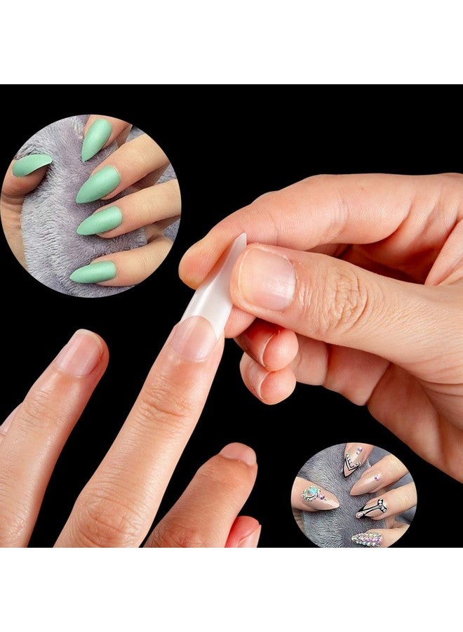 Beuniar Stiletto Nail Tips 500Pcs Short Sharp Ending False Acrylic Nails Tip Half Cover 10 Sizes With Box For Nail Salons Home Diy (Clear) - Image 4