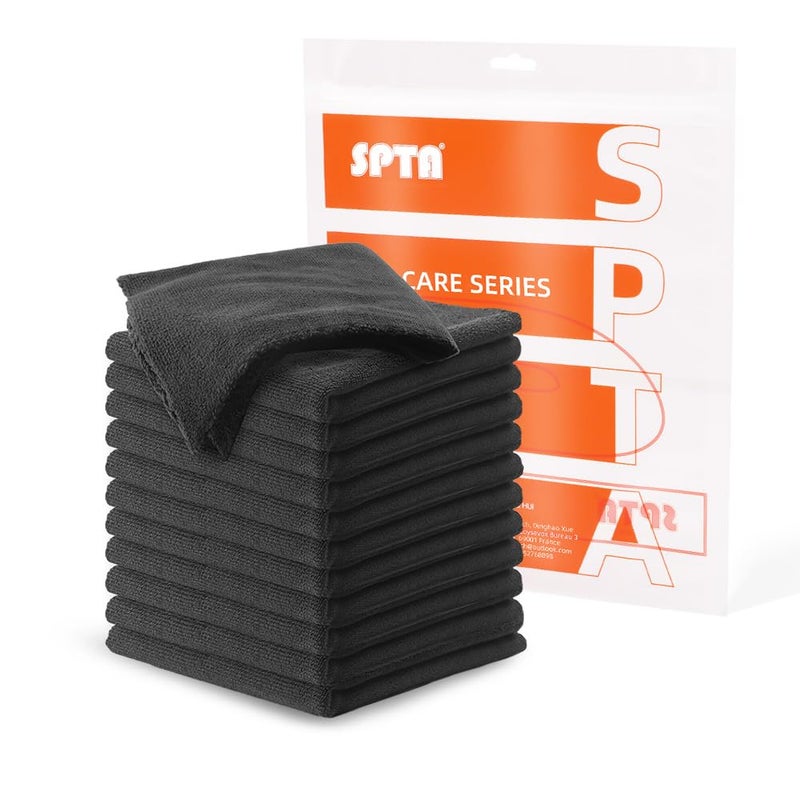 SPTA Microfiber Cleaning Towel, Microfiber Cleaning Cloth for Car Washing, 12 Pack Streak-Free, Ultra Absorbent, Washable for All Purpose Terry Microfiber Towels, 16.1in x 16.1in, 350GSM, Grey-MT038 - Image 1