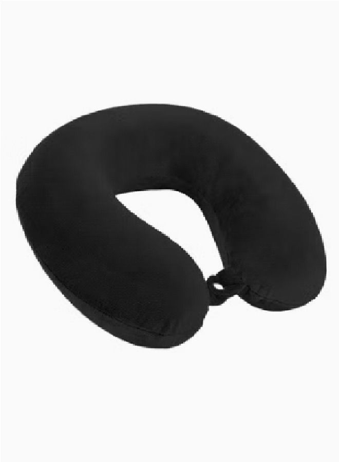 مخدة رقبة وسفر من المخمل مخمل أسود 30x25x10سم - Image 1