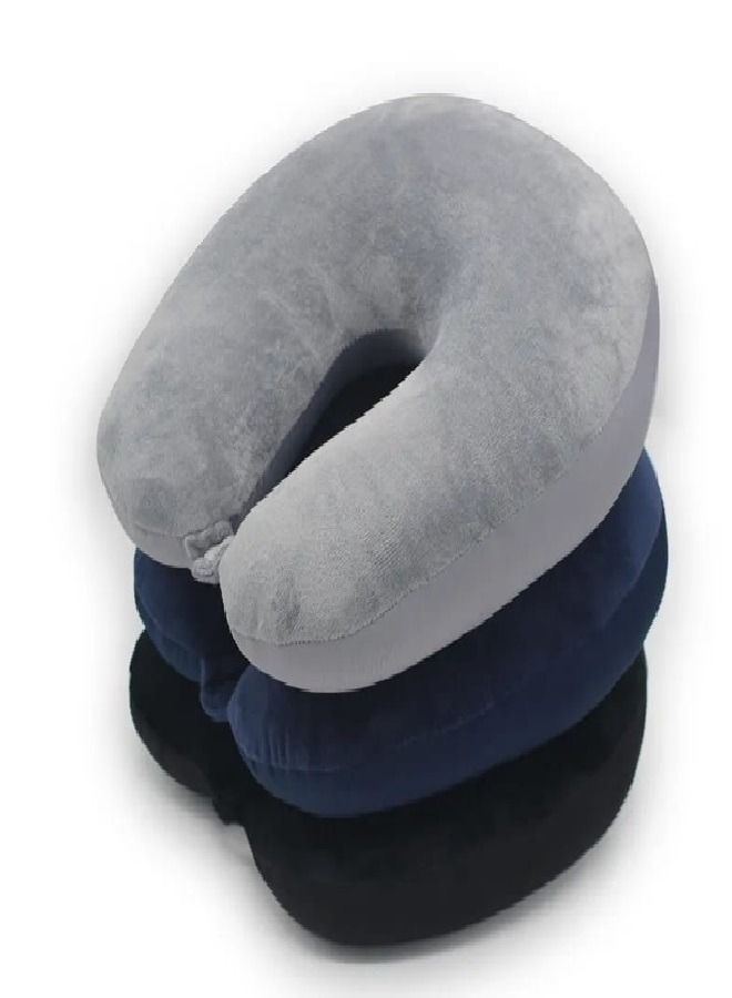 مخدة رقبة وسفر من المخمل مخمل أسود 30x25x10سم - Image 3