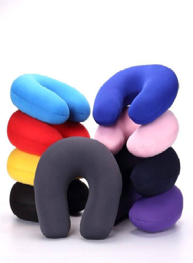 مخدة رقبة وسفر من المخمل مخمل أسود 30x25x10سم - Image 5