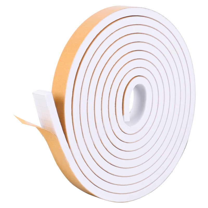 Kikerike Self Adhesive Foam Tape Weatherstrip 12in x 14in x 165Ft High Density Foam Insulation Strips Seal Weather Stripping with Strong Adhesive for Door and Window Sound Isolation Soundproofing