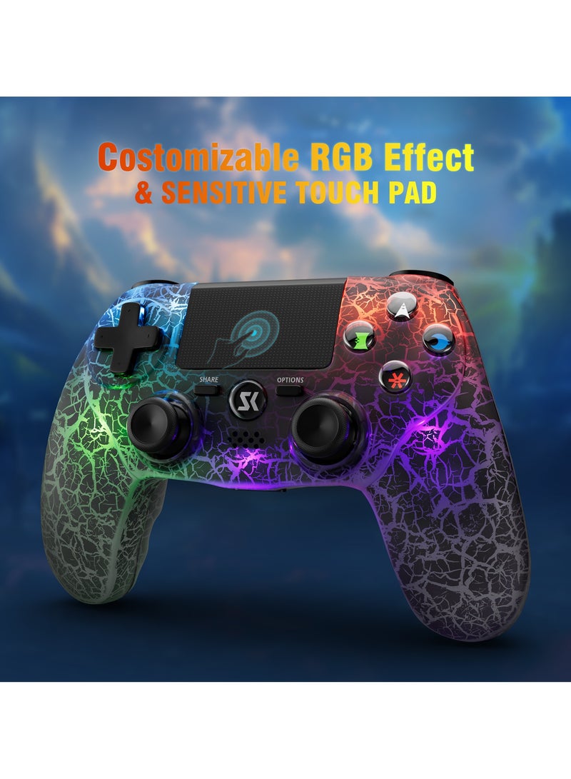 وحدة تحكم لاسلكية لجهاز بلاي ستيشن 4 تدعم اهتزازًا مزدوجًا، ومستشعر حركة سداسي المحاور، ولوحة لمس حساسة، ومكبر صوت مدمج، ومقبس سماعة رأس ستيريو، متوافقة مع بلاي ستيشن 4 (أسود). - Image 5