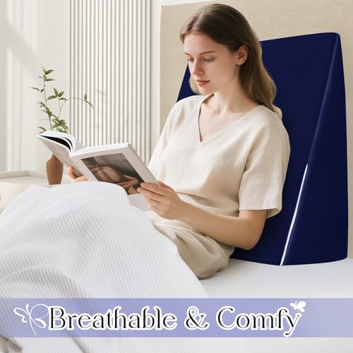 RUDONG M Satin Wedge Pillow Cover 25"x25"x8" - Soft Breathable Zippered Wedge Pillow Case, Machine Washable Pillowcase (Navy Blue, 1 Pack - Pillow Not Included) - Image 4