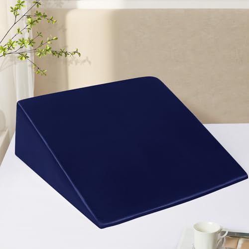 RUDONG M Satin Wedge Pillow Cover 25"x25"x8" - Soft Breathable Zippered Wedge Pillow Case, Machine Washable Pillowcase (Navy Blue, 1 Pack - Pillow Not Included) - Image 1