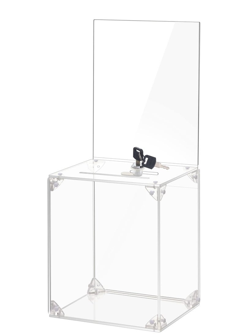 Generic Lockable Clear Storage Box with Sign Holder, 6.1" x 4.3" x 3.8" – Multi-Purpose Use for Cash Storage, Surveys, Suggestions, and Secure Valuables (Color: Clear)  - Image 1
