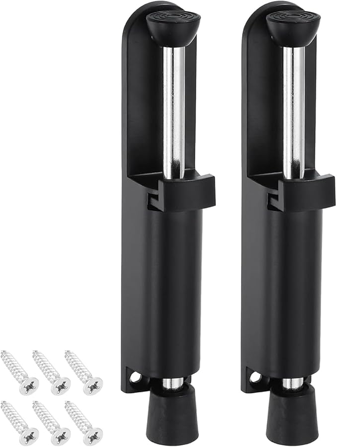 2 Pack Telescopic Spring Door Stoppers Soft Base For Tile And Wood Floor Security - Image 1