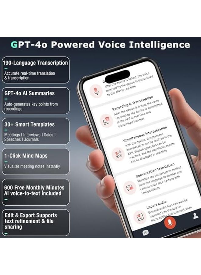 8G Digital Voice Recorder with AI Transcription App Control Noise Reduction for Meetings - Image 5