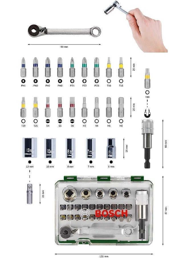 BOSCH Bosch Screwdriver Bit And Ratchet Set, 27 Pieces  - Image 3