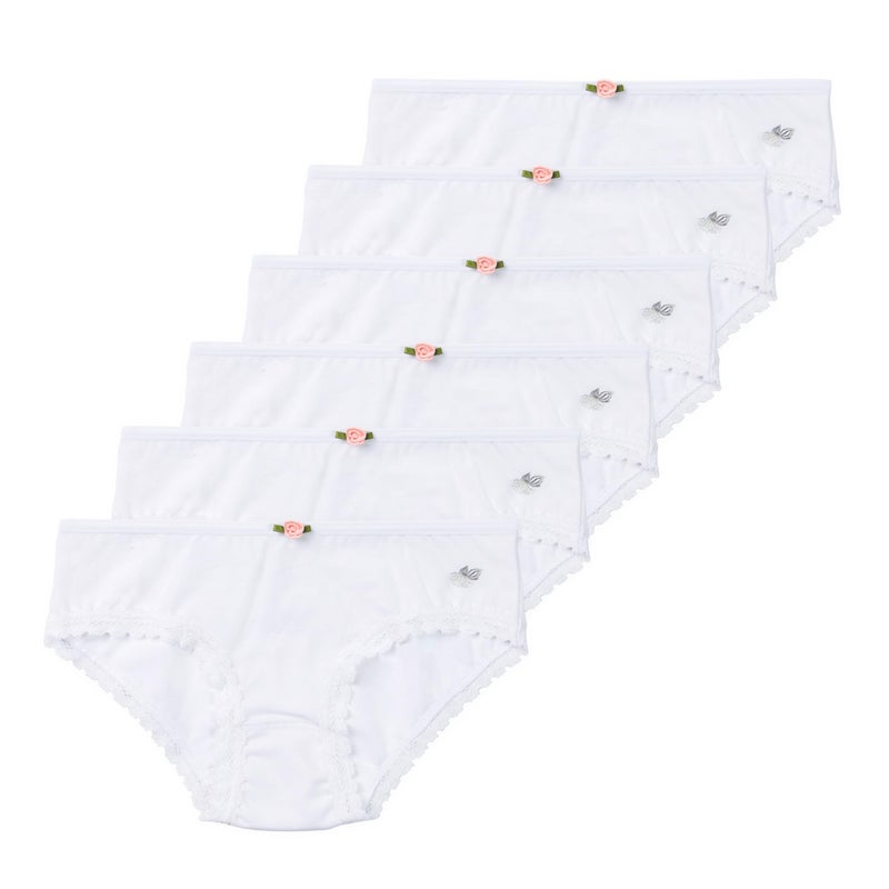 Lucky Me Lucky & Me Ava Little Girls Bikini Underwear, 6 Pack, Tagless, Soft Cotton, White, 6 - Image 1