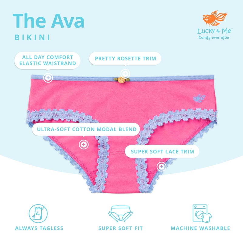 Lucky Me Lucky & Me Ava Little Girls Bikini Underwear, 6 Pack, Tagless, Soft Cotton, White, 6 - Image 2