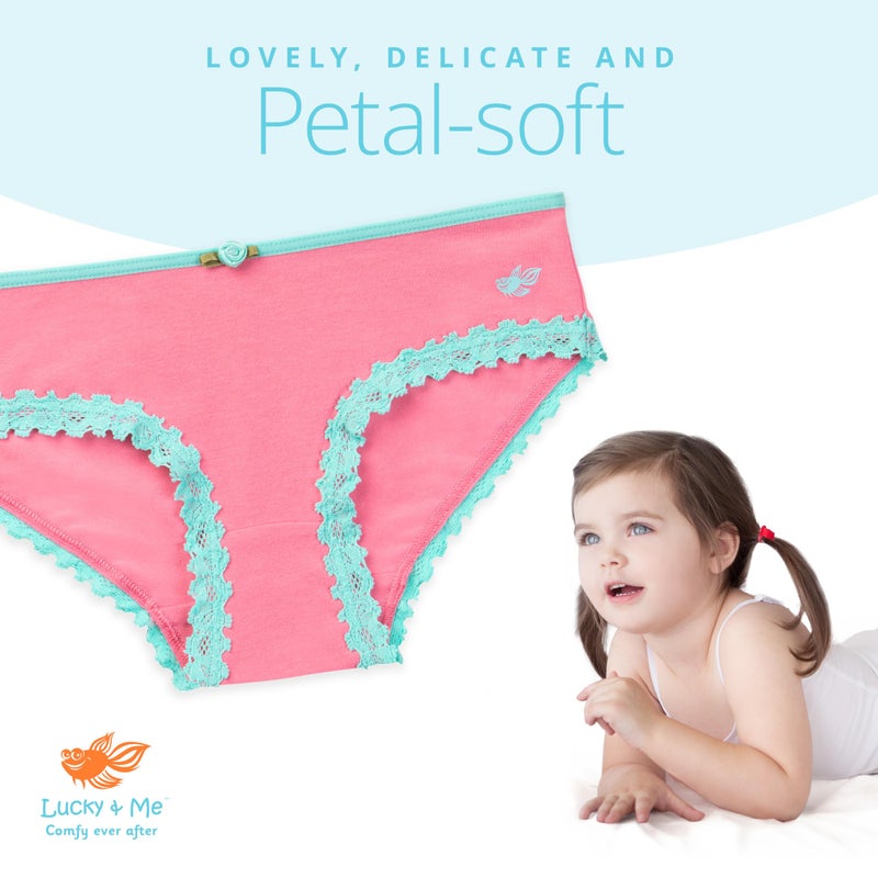 Lucky Me Lucky & Me Ava Little Girls Bikini Underwear, 6 Pack, Tagless, Soft Cotton, White, 6 - Image 3