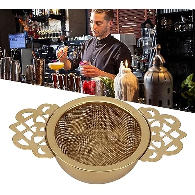 Sorandy Tea Strainers With Drip Bowls Reusable Fine Mesh Tea Filters Stainless Steel Loose Tea Infusers Strainers With Double Wing Extender Ideal For Loose Tea Coffee Gold - Image 3