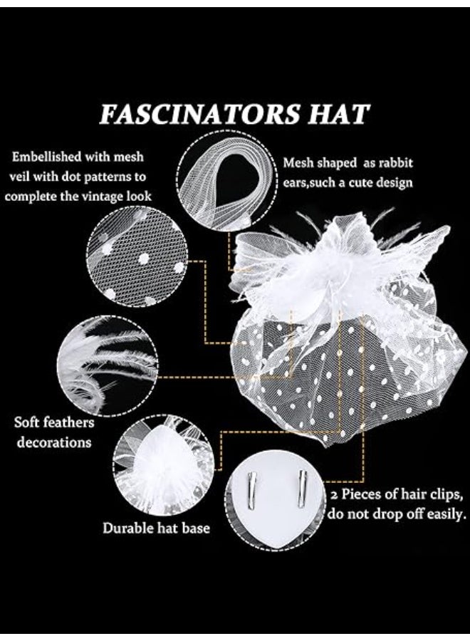 4 Pieces Fascinators Hat for Women Headband Tea Party with Short Lace Gloves - Image 3