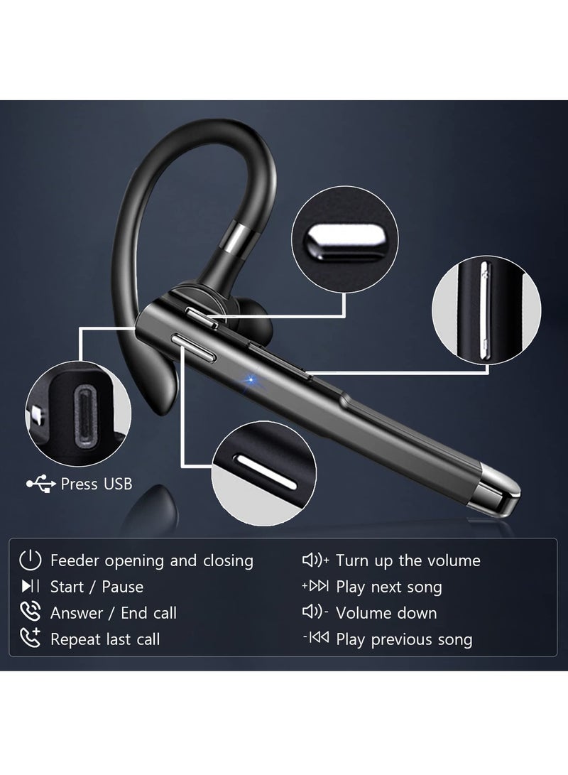Bluetooth Headset with Mic, Headset Bluetooth with CVC Noise Cancellation, Bluetooth Headset with Waterproof, 8-10Hours HD Hands-Free Calling, for Driving/Business/Office - Image 4