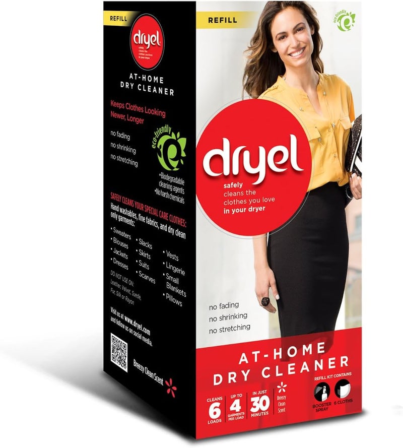 Dryel At-Home Dry Cleaner Cleaning Refill, 6 Count - Breezy Clean Scent - Image 1
