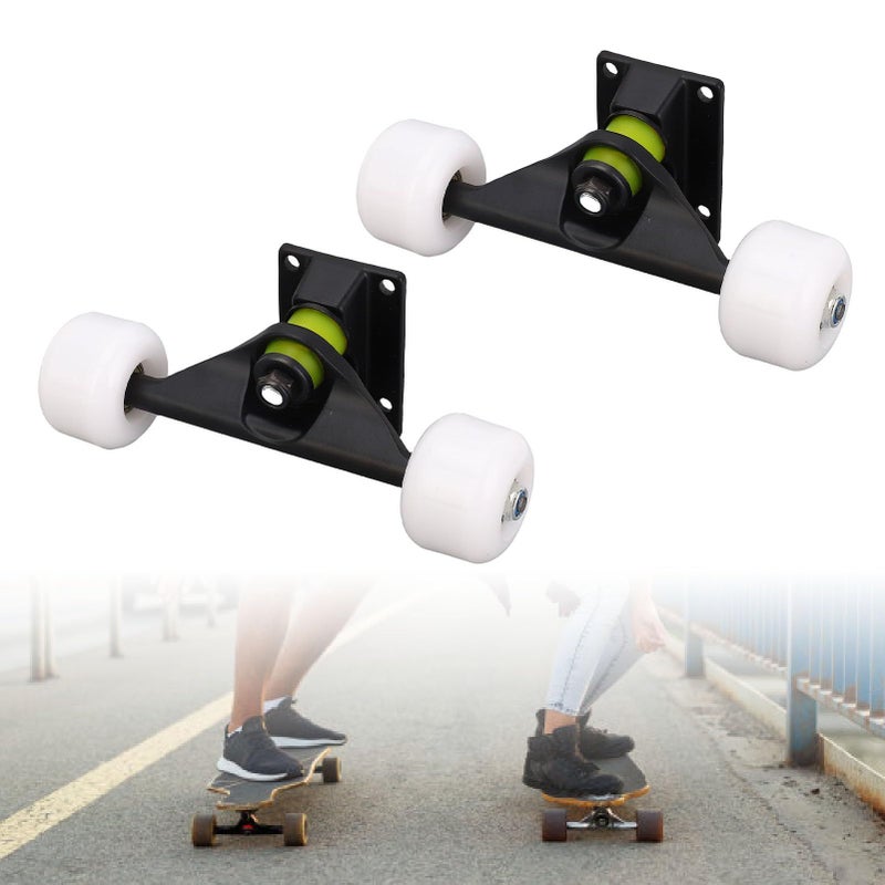 Black Aluminum Alloy Skateboard Trucks 5 Inch Set With 4 Wheels For Street Tricks Cruising - Image 4