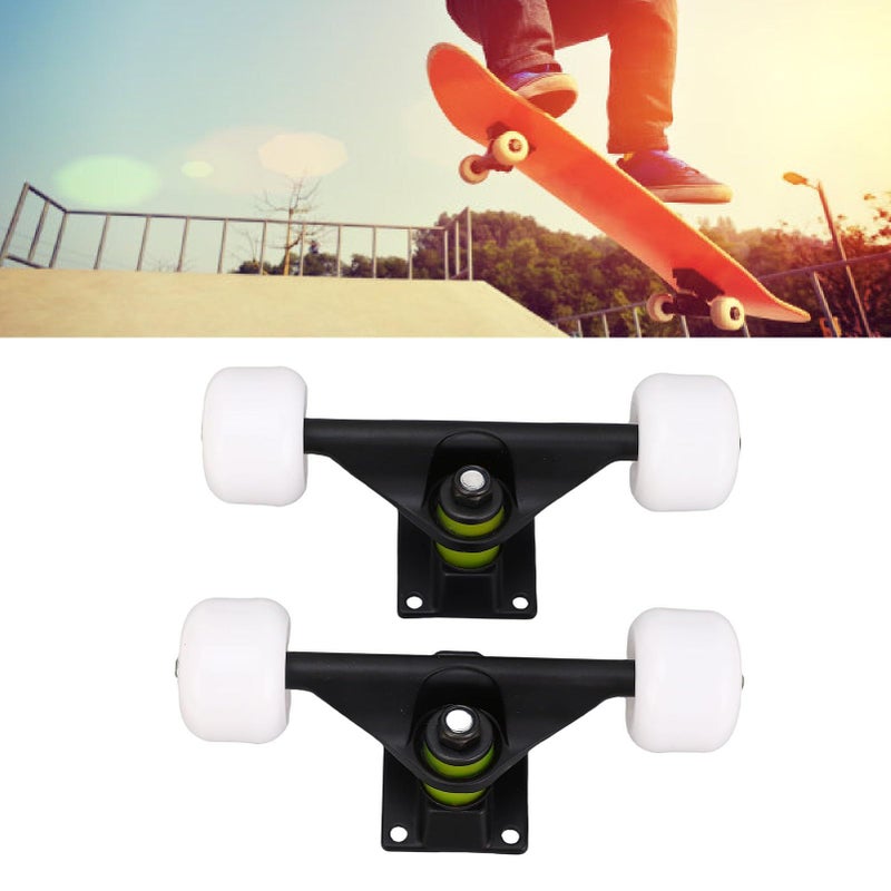 Black Aluminum Alloy Skateboard Trucks 5 Inch Set With 4 Wheels For Street Tricks Cruising - Image 3