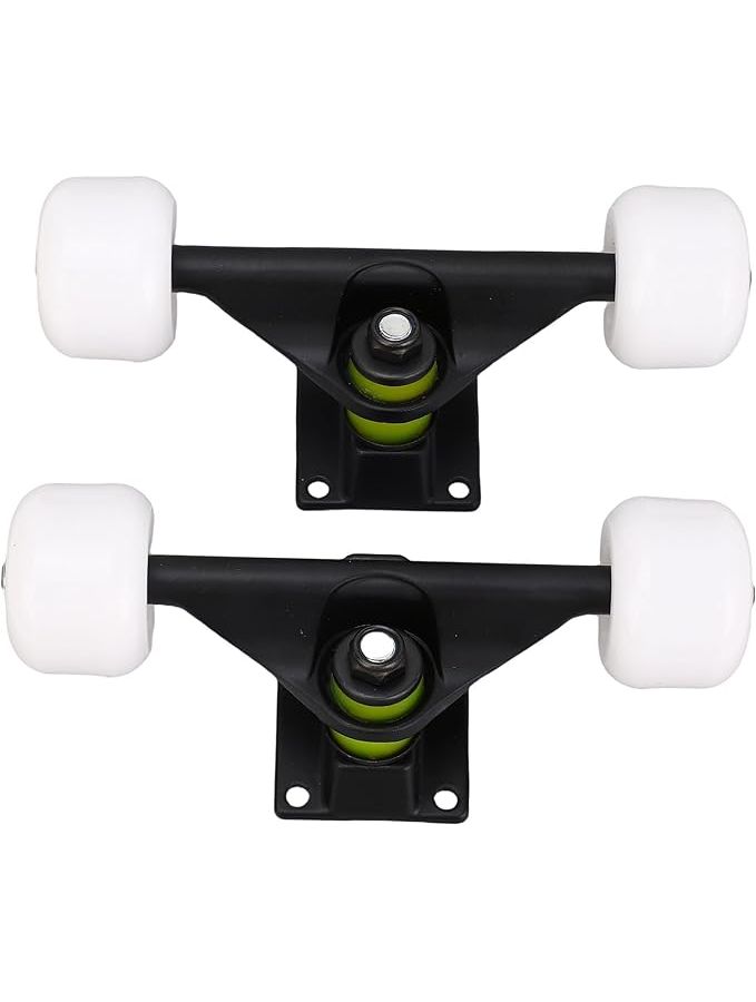 Black Aluminum Alloy Skateboard Trucks 5 Inch Set With 4 Wheels For Street Tricks Cruising - Image 1