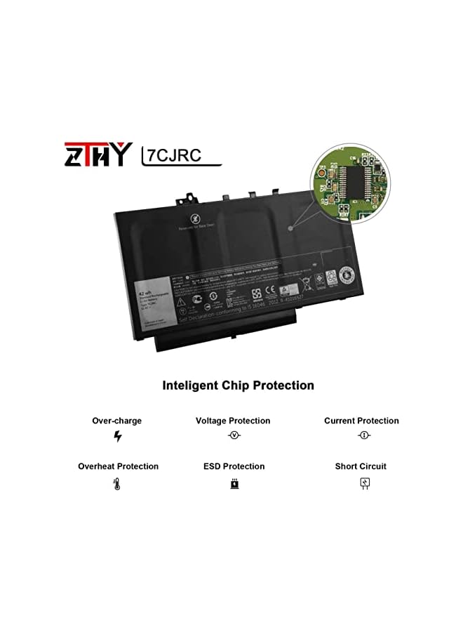 ZTHY 42Wh 7Cjrc Laptop Battery Compatible With Dell Latitude 7470 7270 E7470 E7270 Series Notebook Knm09 0Knm09 21X15 021X15 - Image 3
