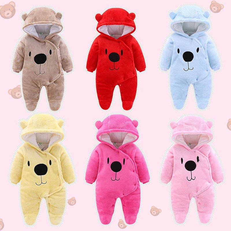 ALLAIBB Baby Newborn Snowsuit Winter Hooded Footie Fleece Jumpsuit for Infant Girls Boys - Image 5