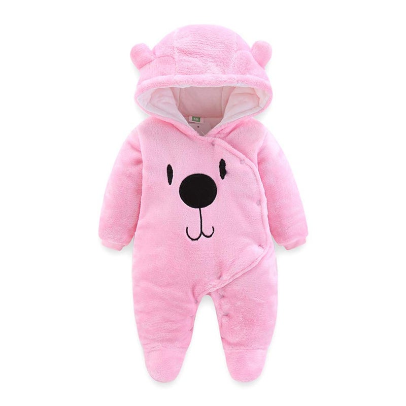 ALLAIBB Baby Newborn Snowsuit Winter Hooded Footie Fleece Jumpsuit for Infant Girls Boys - Image 1