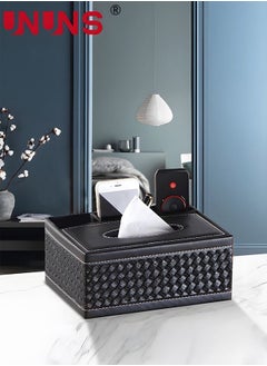 UNUNS Rectangular Tissue Box Cover,Leather Facial Tissue Organizer Box Holder,Multifunctional Remote Control Stationery Storage Box,Napkin Caddy Paper Dispenser Desk Organizer For Home Office Car  - Image 2