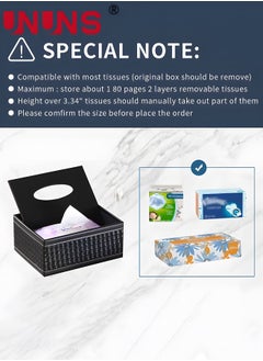 UNUNS Rectangular Tissue Box Cover,Leather Facial Tissue Organizer Box Holder,Multifunctional Remote Control Stationery Storage Box,Napkin Caddy Paper Dispenser Desk Organizer For Home Office Car  - Image 3