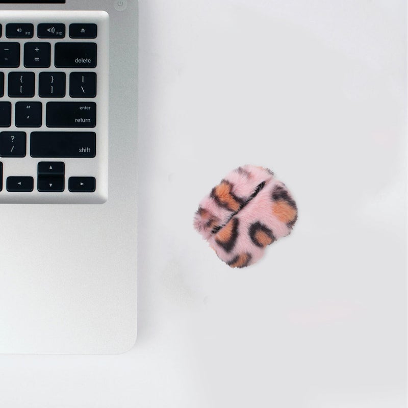 Pink Leopard Plush Earbuds Case Warm Soft Fluffy Protective Shell Cover - Image 4