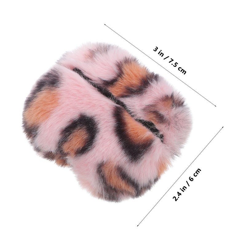 Pink Leopard Plush Earbuds Case Warm Soft Fluffy Protective Shell Cover - Image 3