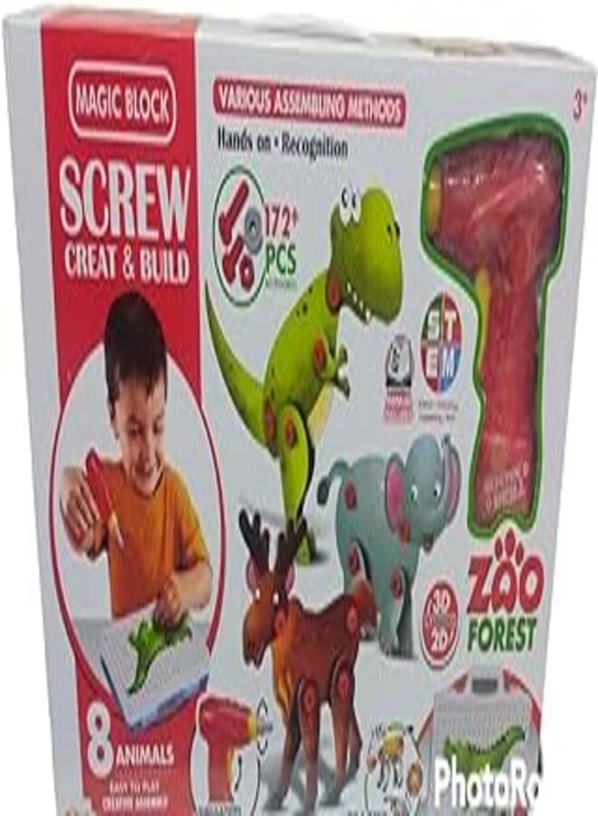 3D Building Puzzle with Drill Screws, Dinosaur Toy